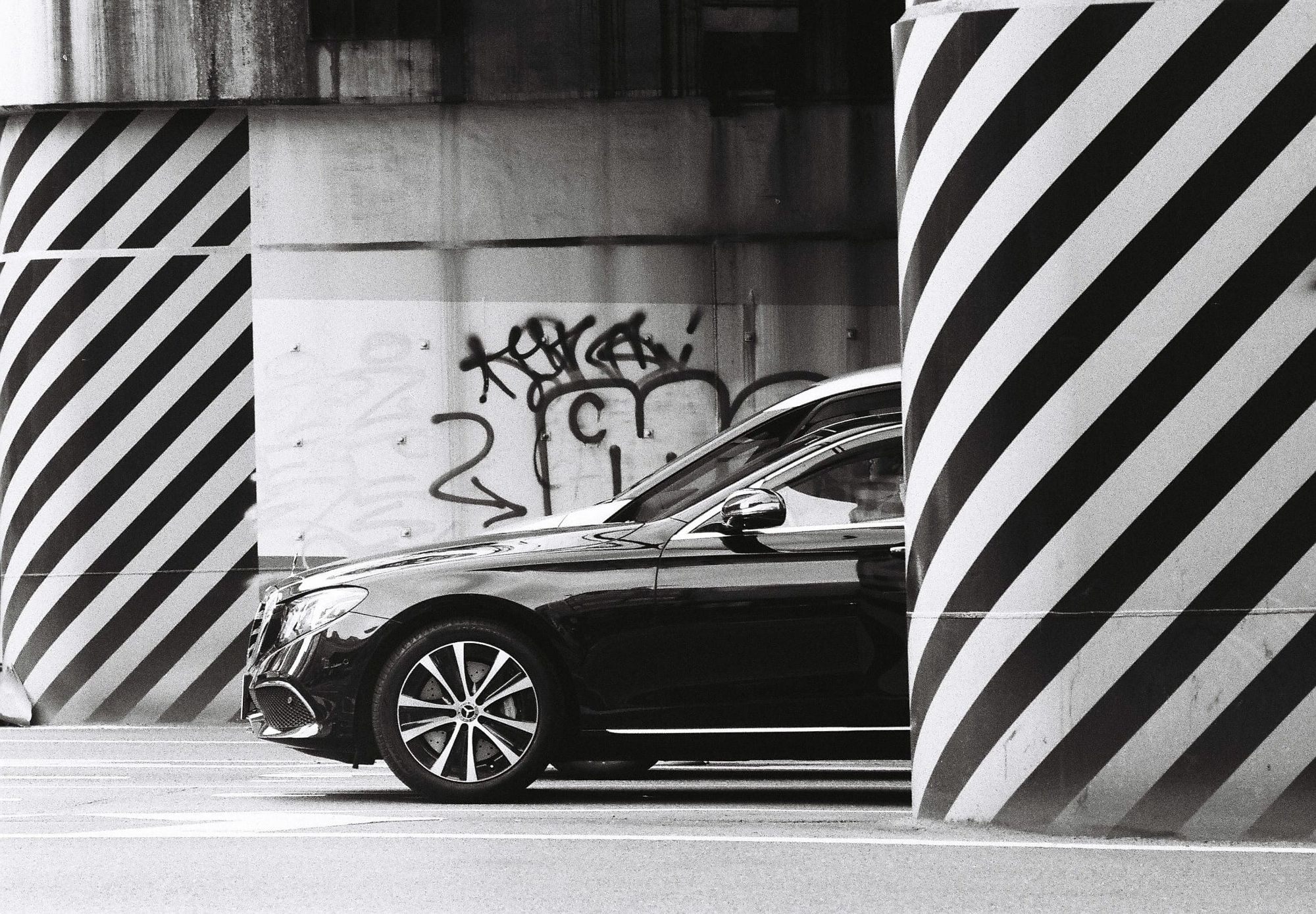 cars in Shinjuku shot on Ilford HP5 film