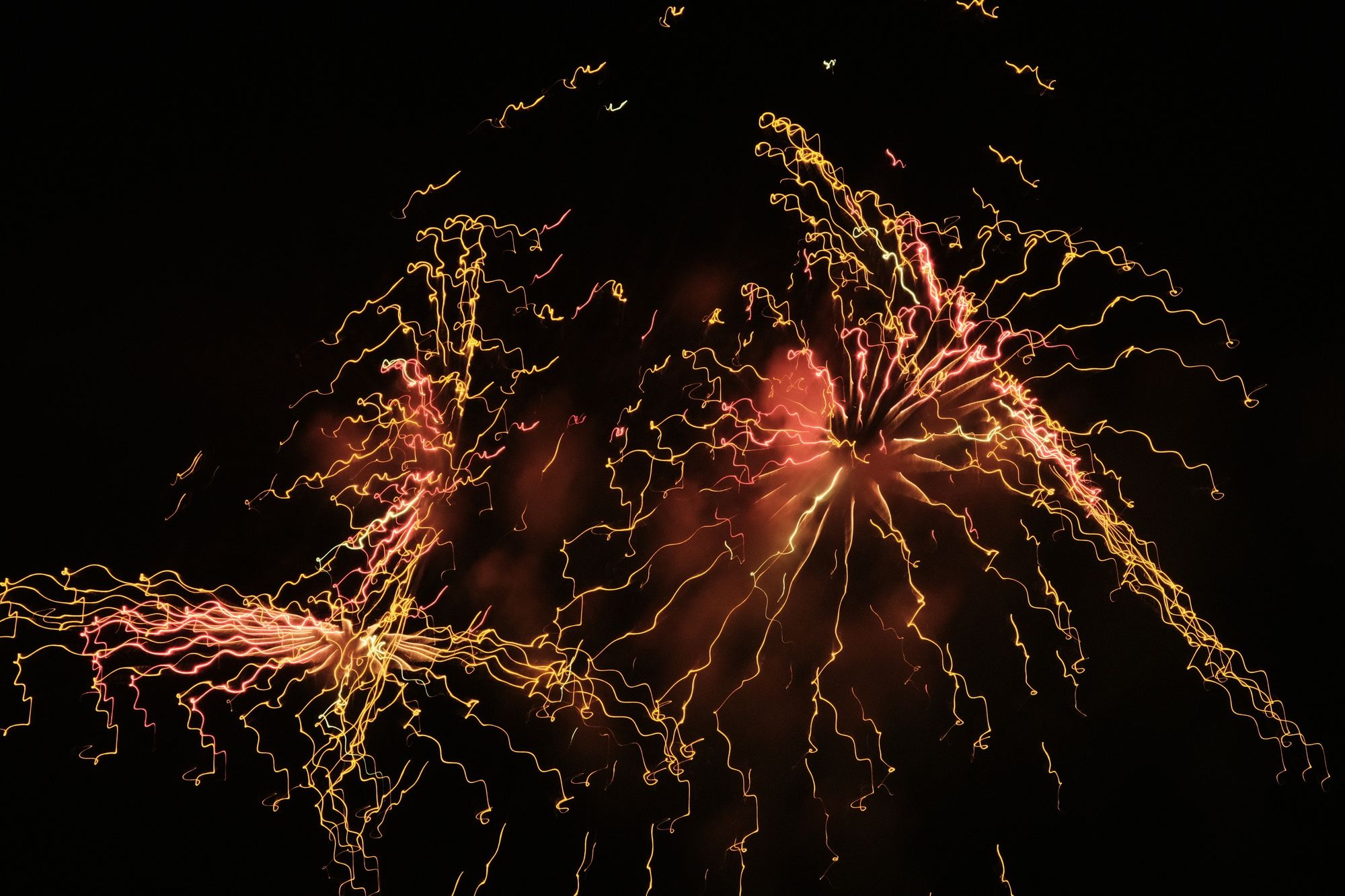 summer fireworks in tokyo, long exposure and abstract photography