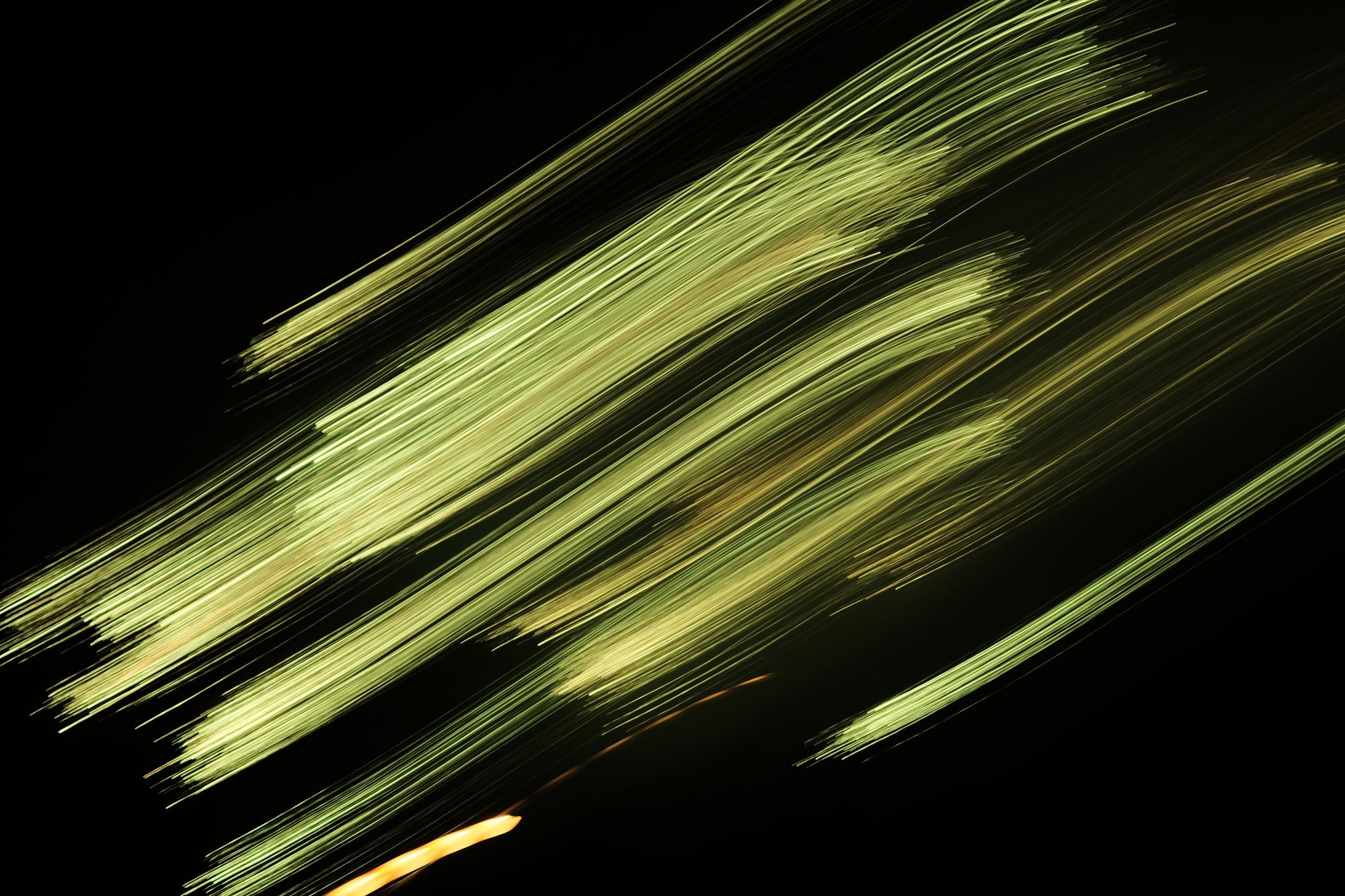 green summer fireworks in tokyo, long exposure and abstract photography
