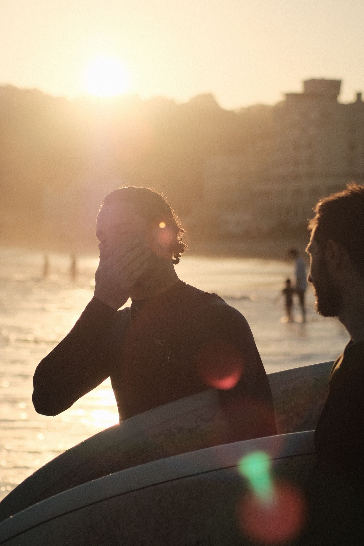 Surfing at golden hour in Onjuku, Japan