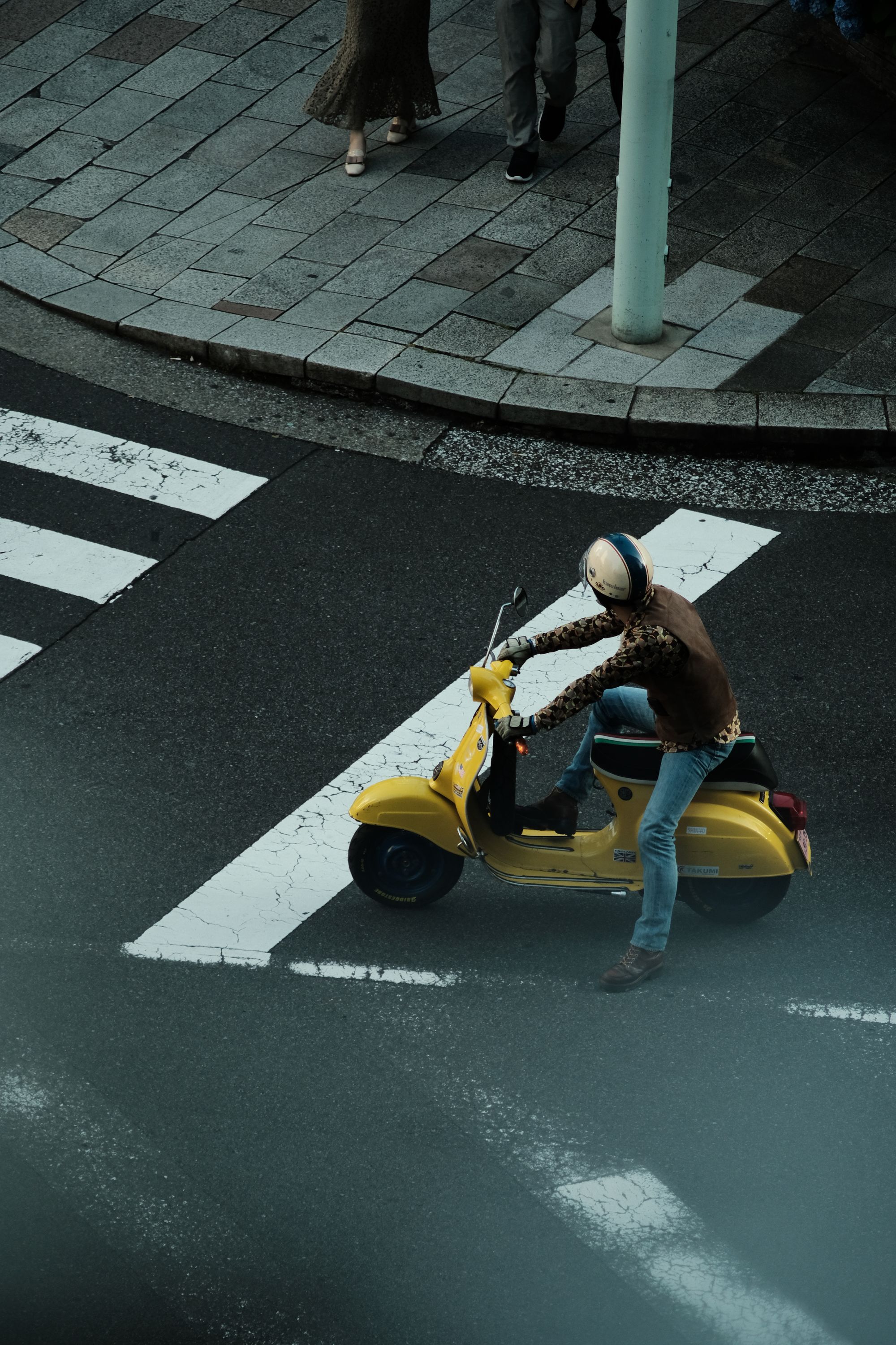 yellow vespa in tokyo